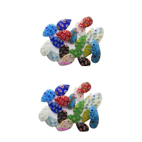 10 Pcs Millefiori Lampwork Glass Tear Drop 21X12mm Mixed Colours Charms Pendants