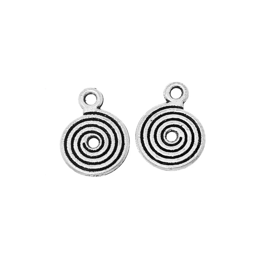 10 Pcs Tibetan Silver DISC WITH SPIRAL CARVED 13mm x 9mm Charms Pendants, Lead & Nickel Free Metal Charms Pendants Beads
