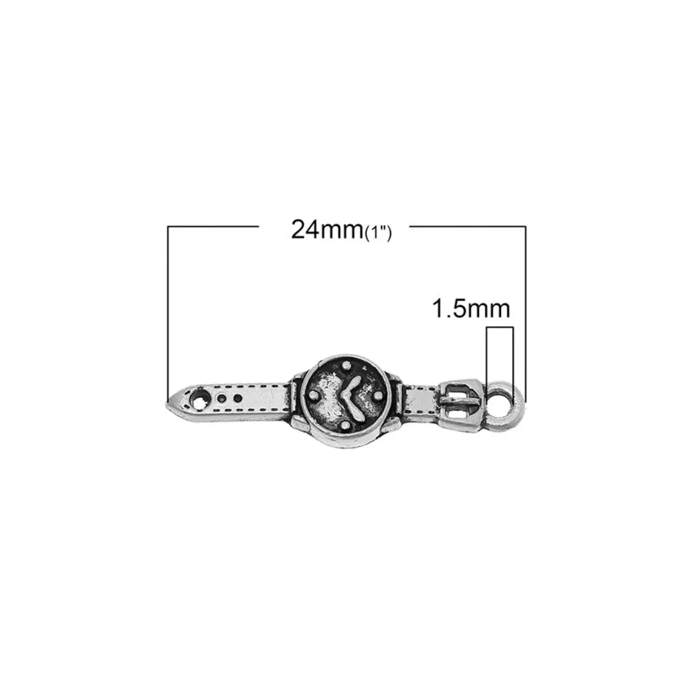 10 Pcs Tibetan Silver WRISTWATCH 24mm x 7mm Charms Pendants, Lead & Nickel Free Metal Charms Pendants Beads