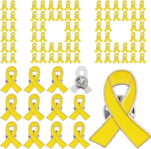 100pcs Yellow Awareness Ribbon Pins Childhood Cancer Awareness Bone Cancer Endometriosis Awareness Ribbon Enamel Lapel Brooch