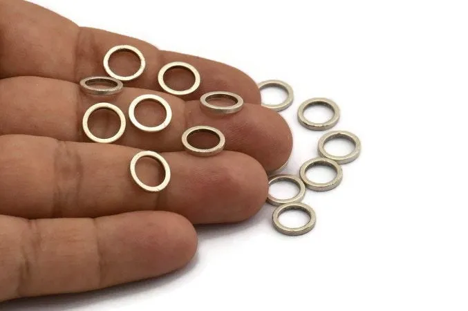 10mm Circle Connectors - 24 Antique Silver Plated Brass Circle Connectors (10x1.2mm) N0439