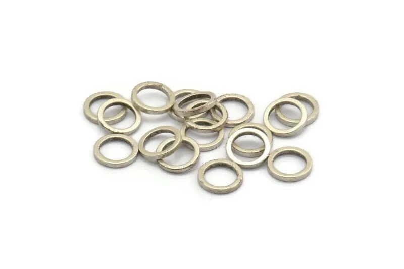10mm Circle Connectors - 24 Antique Silver Plated Brass Circle Connectors (10x1.2mm) N0439