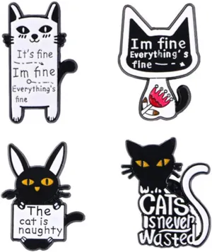 4 Pcs Cute Cat Enamel Pin Set Cute Kawaii Cat Brooches for Backpack Hat Jackets Bag Clothes Accessories Men Women Gifts