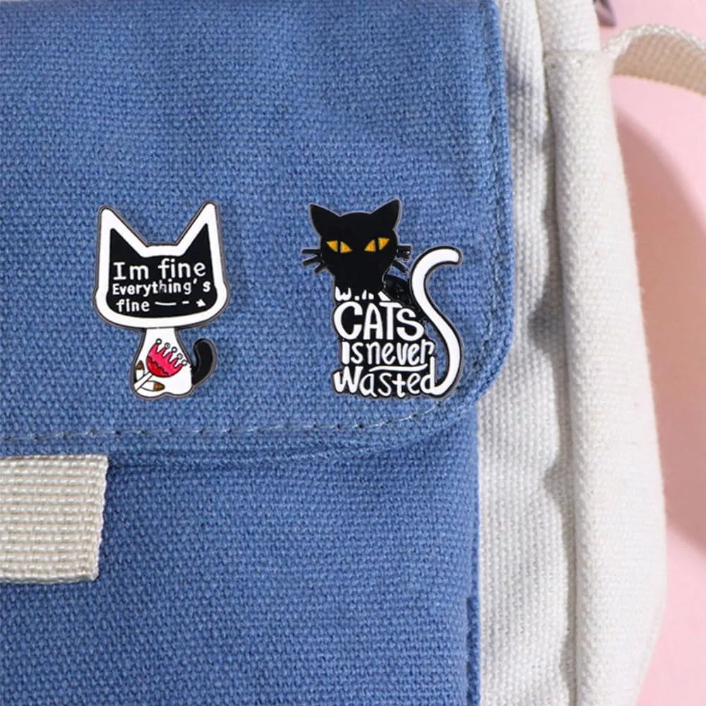 4 Pcs Cute Cat Enamel Pin Set Cute Kawaii Cat Brooches for Backpack Hat Jackets Bag Clothes Accessories Men Women Gifts
