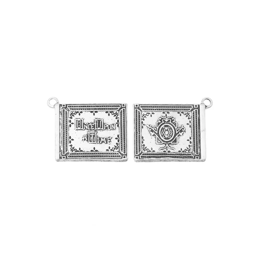 5 Pcs Tibetan Silver "ONCE UPON A TIME" BOOK 35mm x 29mm Charms Pendants, Lead & Nickel Free Metal Charms Pendants Beads