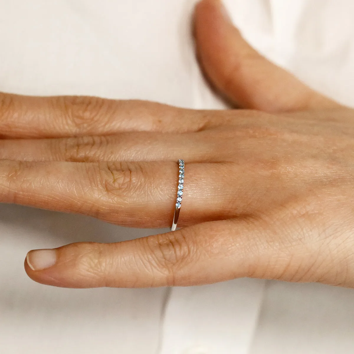 Bijou Collection 0.29ct Swiss Blue Topaz Half Eternity Ring | 9K White Gold