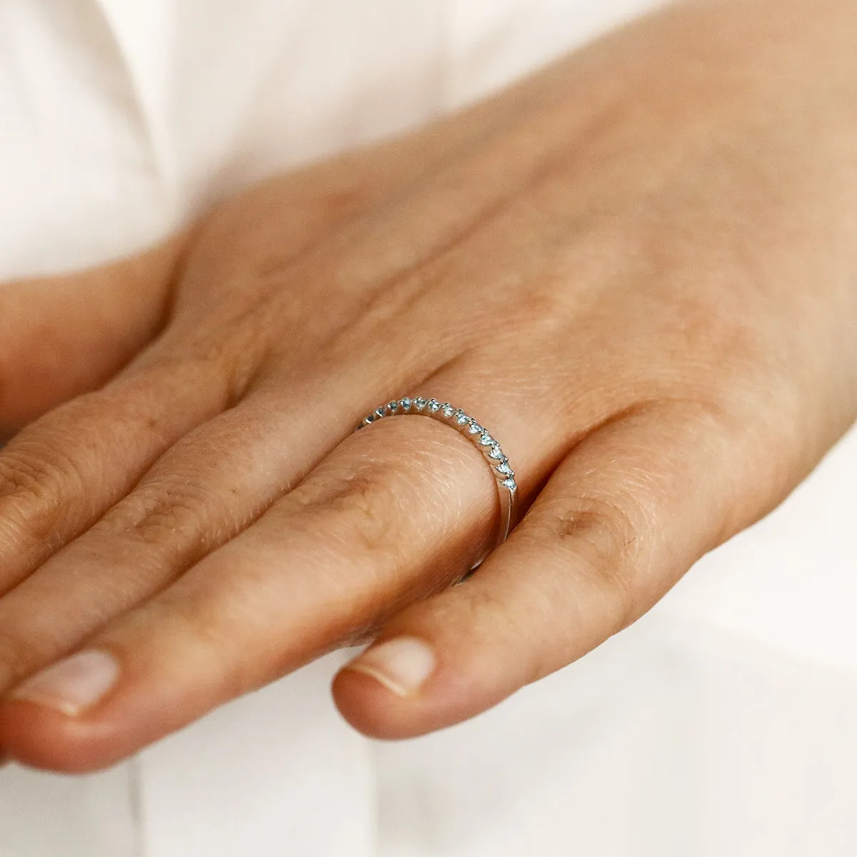 Bijou Collection 0.29ct Swiss Blue Topaz Half Eternity Ring | 9K White Gold