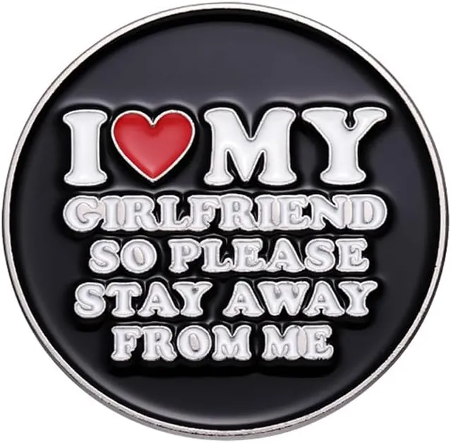 Black Heart Enamel Pins I Love my boyfriend I Love My Girlfriend Brooches Black Heart Enamel Pins Lapel Badges Jewelry Gift for Couples