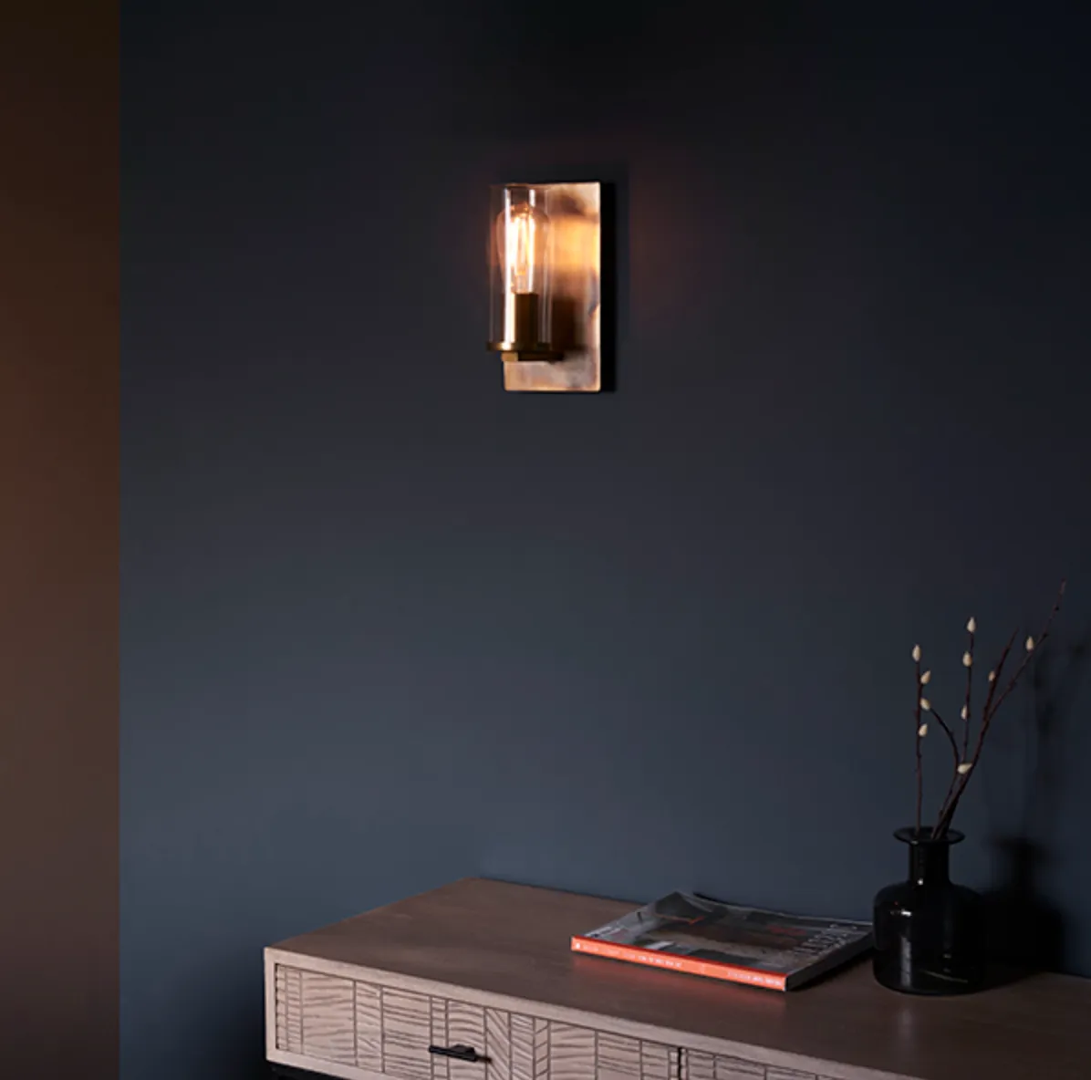 Bronze Patina & Clear Glass Wall Light - ID 11110
