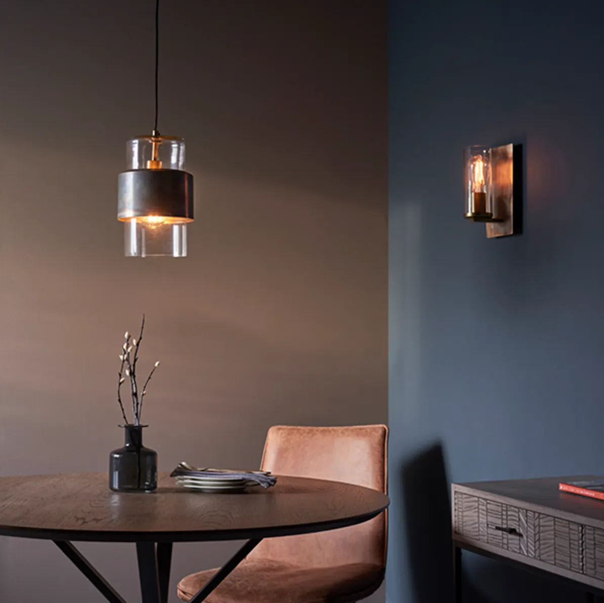 Bronze Patina & Clear Glass Wall Light - ID 11110