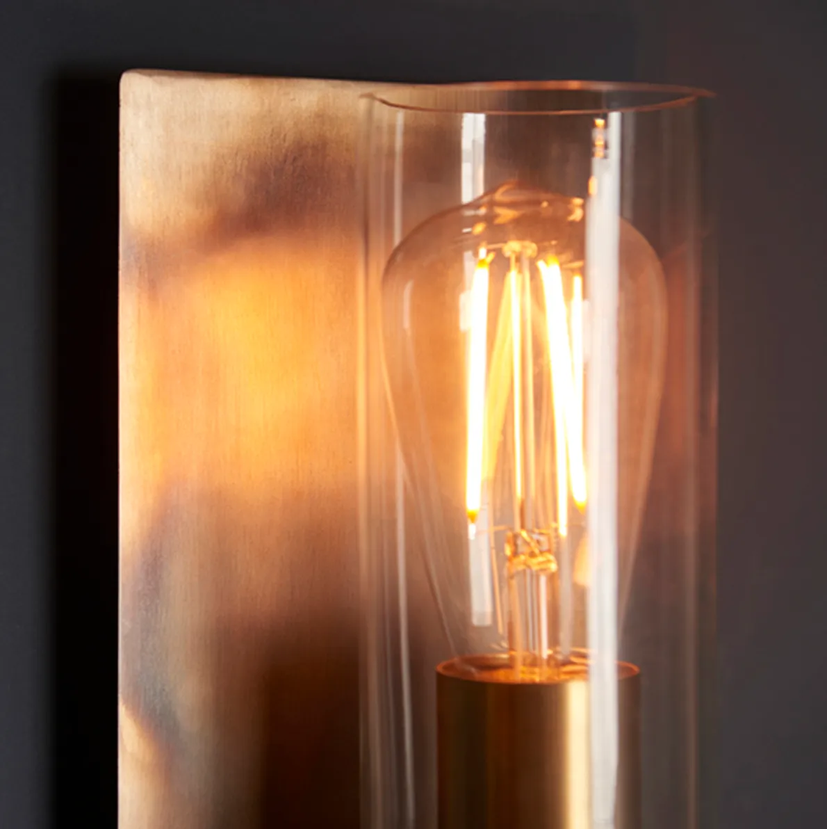 Bronze Patina & Clear Glass Wall Light - ID 11110