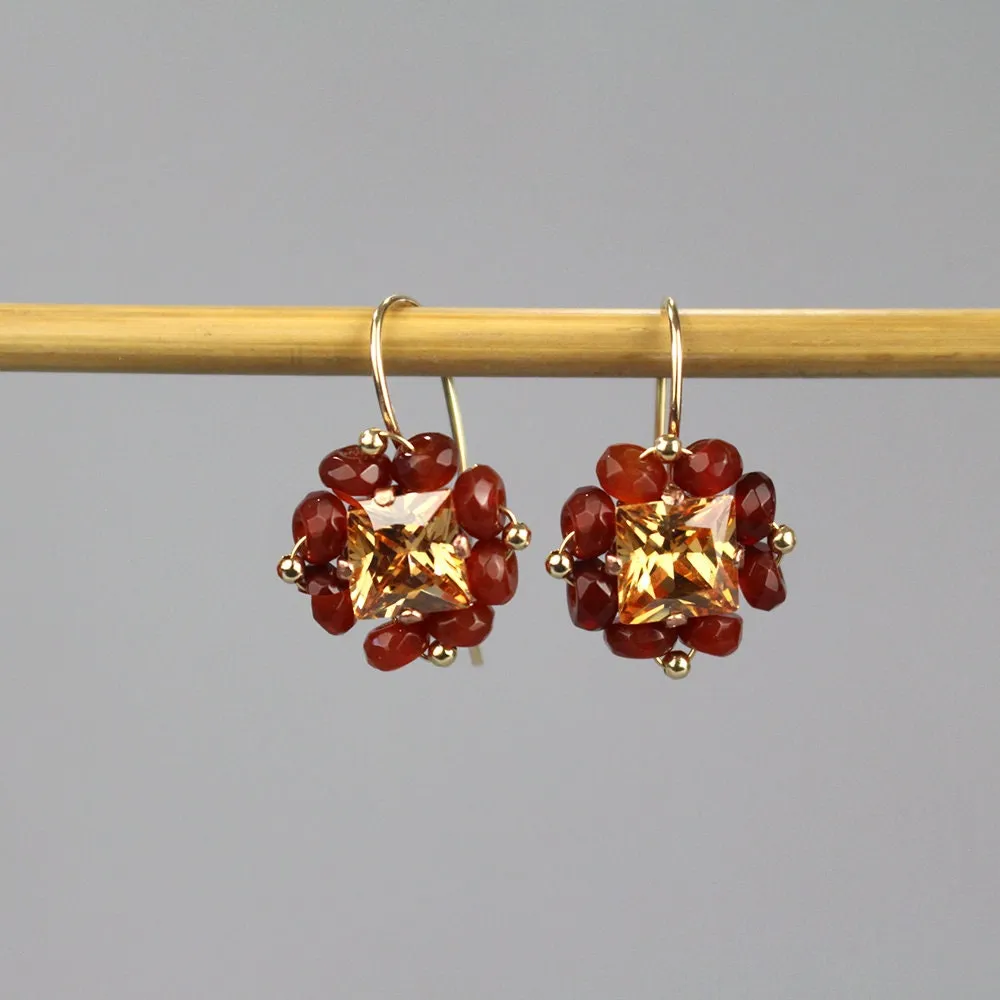 Champagne CZ Carnelian Victoria Earrings