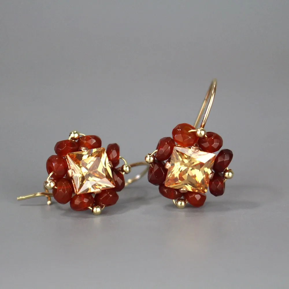 Champagne CZ Carnelian Victoria Earrings
