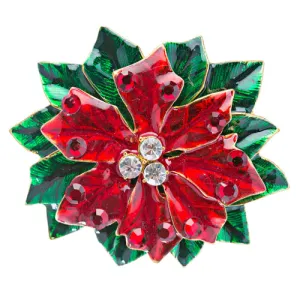 Christmas Jewelry Crystal Rhinestone Beautiful Mistletoe Charm Brooch Pin Red