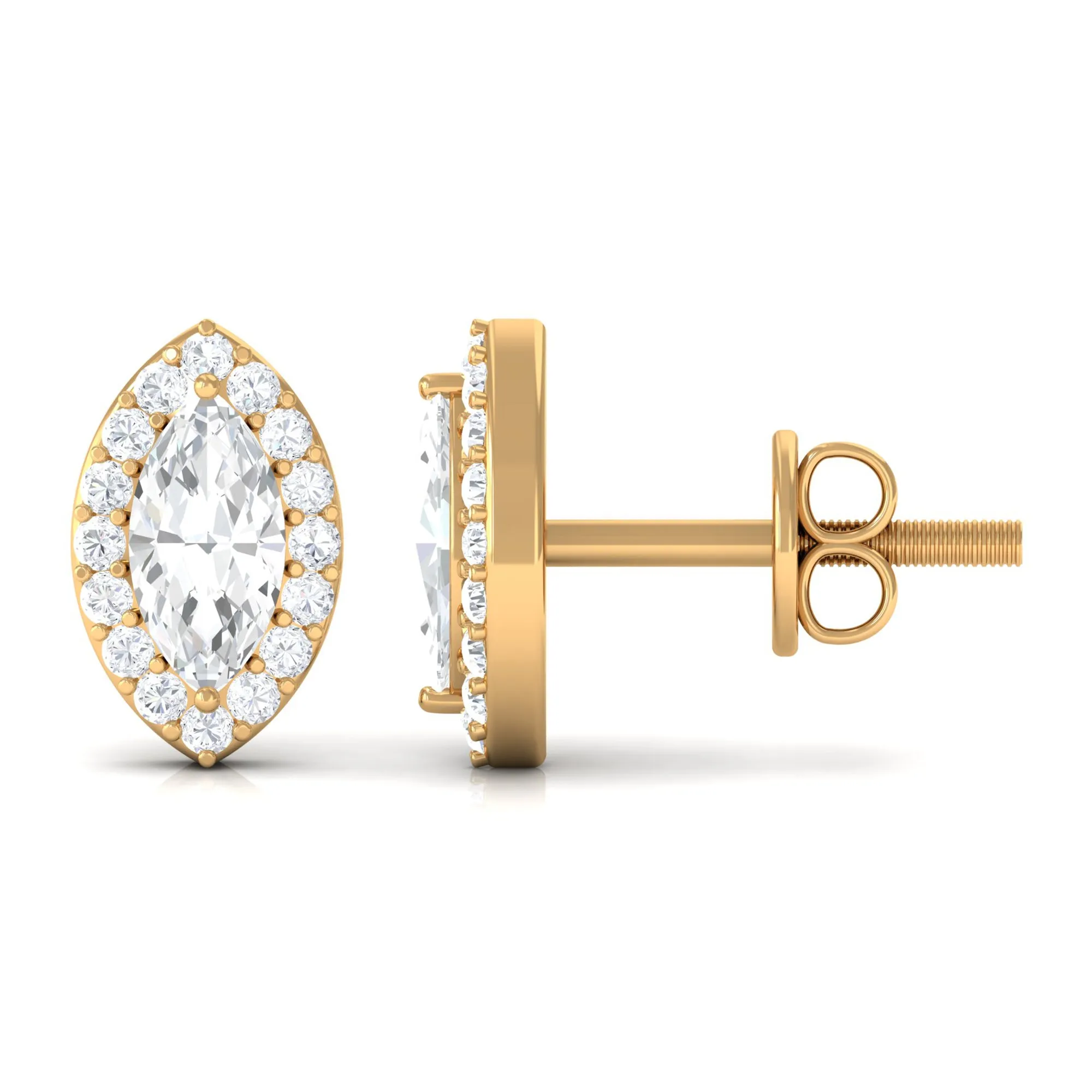 Classic Zircon Halo Screw Back Stud Earrings