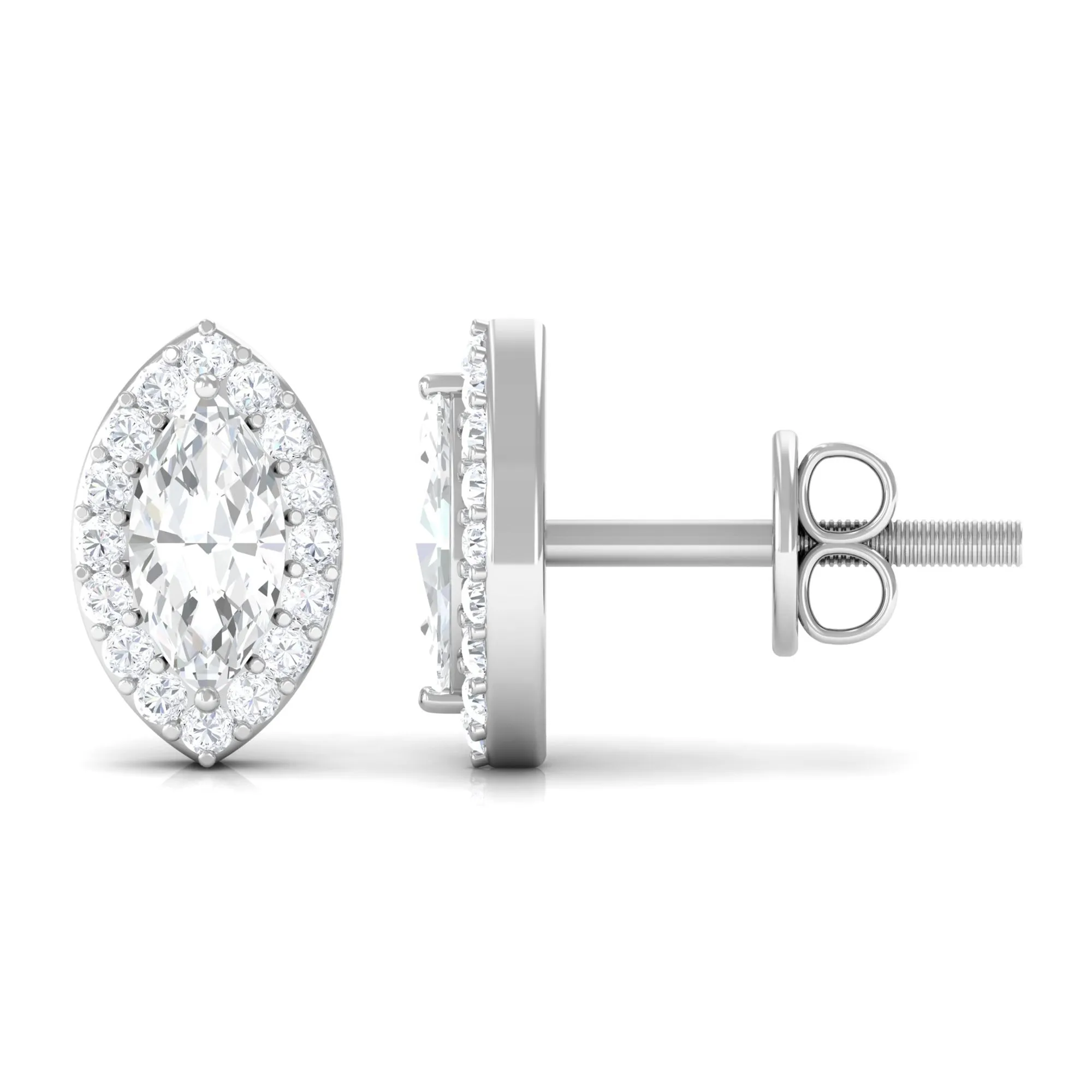 Classic Zircon Halo Screw Back Stud Earrings