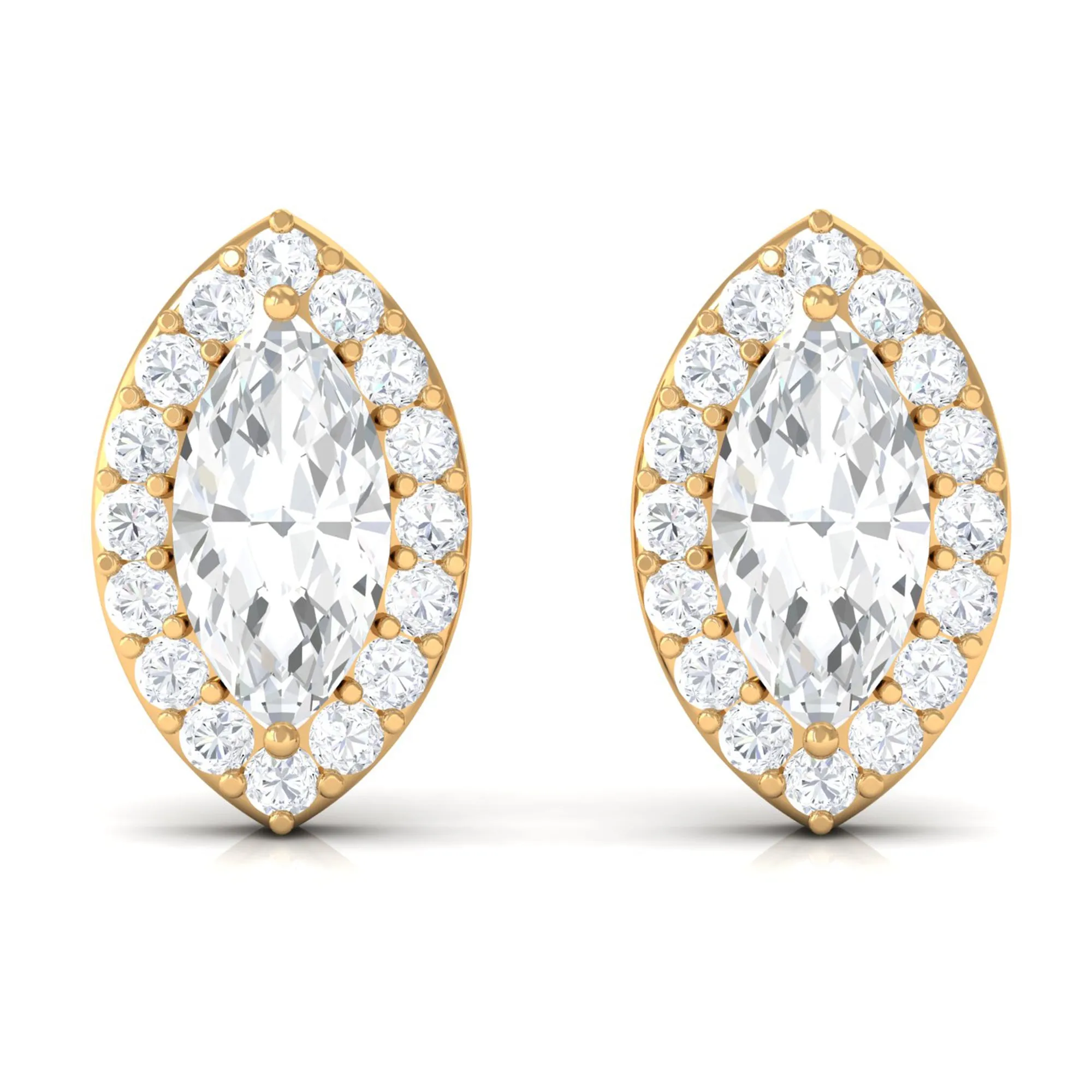 Classic Zircon Halo Screw Back Stud Earrings
