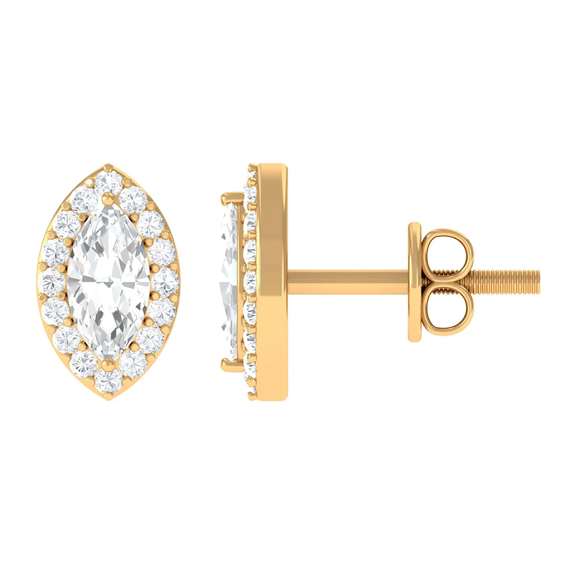 Classic Zircon Halo Screw Back Stud Earrings