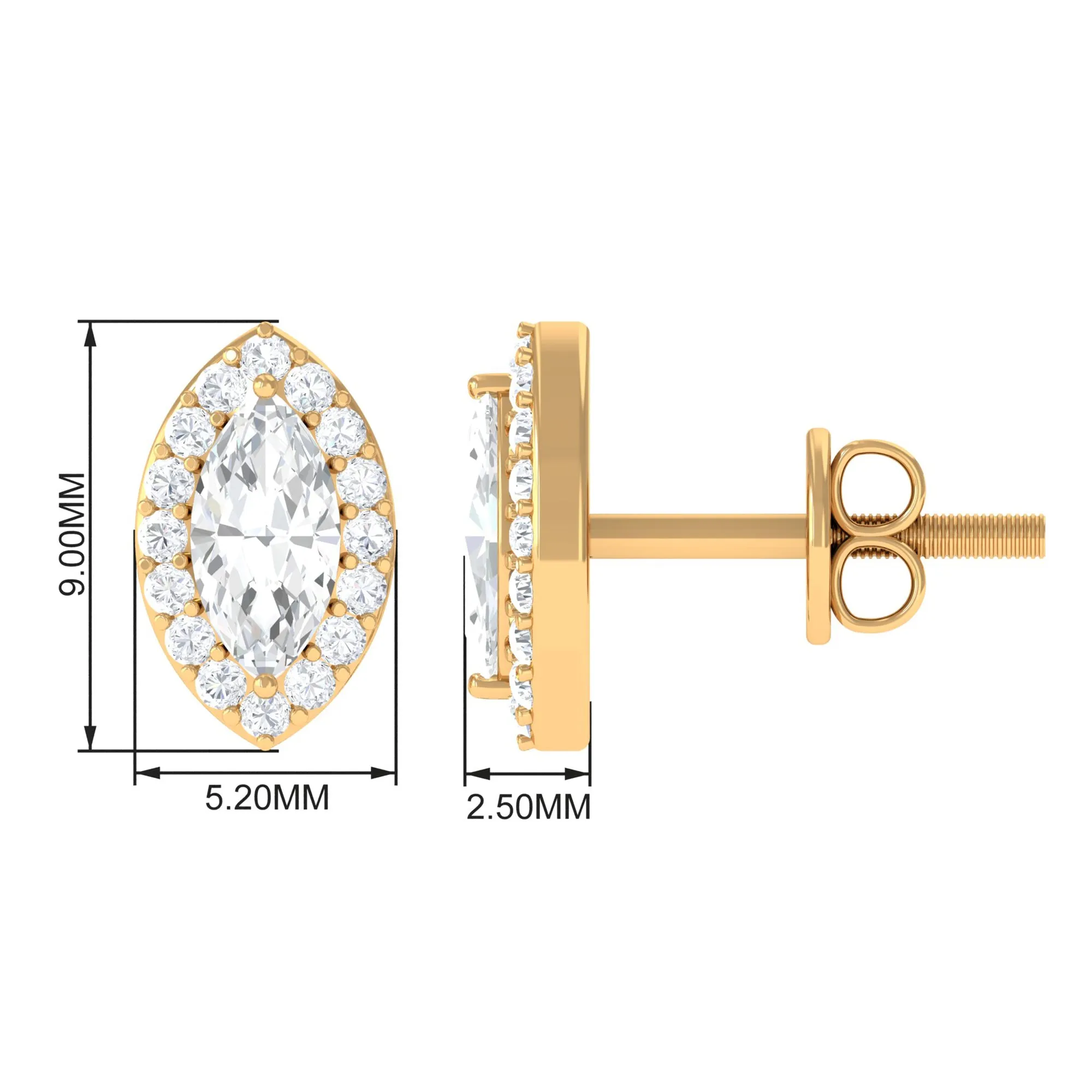 Classic Zircon Halo Screw Back Stud Earrings