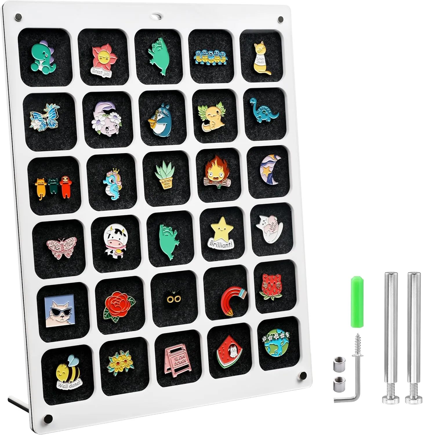 Clear Acrylic Pin Collection Display,Dust-Free Table Top Pin Display Board & Wall Enamel Pin Display for Bulk Enamel Pins,Jewelry Pins, Pin Gift, Pin Enthusiast,Backpack Pins(11x14,30 Grids)