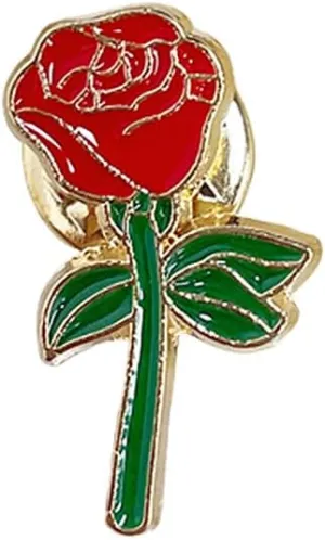 Cute Red Rose Flower Lovers Couples Badge Brooch Lapel Pins for Women Men Him Her Lovely Valentine's Day Brooches Pin Hat Bag Clothes Accessory Jewelry Gift Birthday