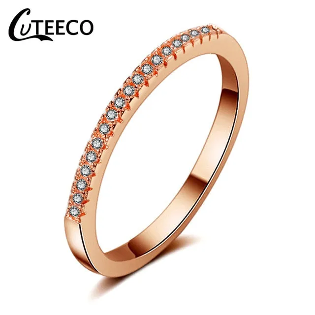 CUTEECO Rose Gold Silver Zircon Engagement Ring Crystal Wedding Rings for Women Fashion Jewelry Gift 2019 Anillos Mujer