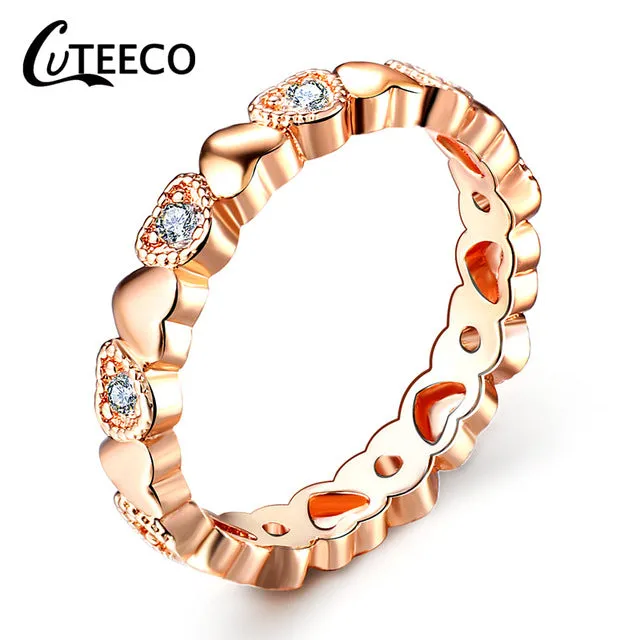 CUTEECO Rose Gold Silver Zircon Engagement Ring Crystal Wedding Rings for Women Fashion Jewelry Gift 2019 Anillos Mujer