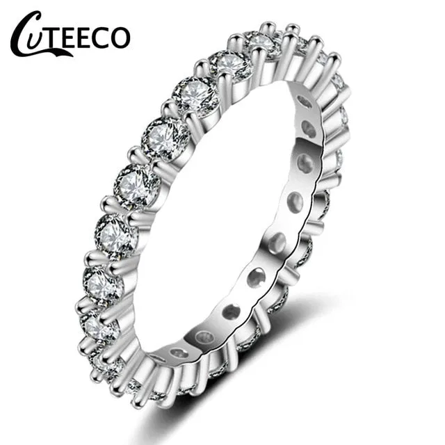 CUTEECO Rose Gold Silver Zircon Engagement Ring Crystal Wedding Rings for Women Fashion Jewelry Gift 2019 Anillos Mujer