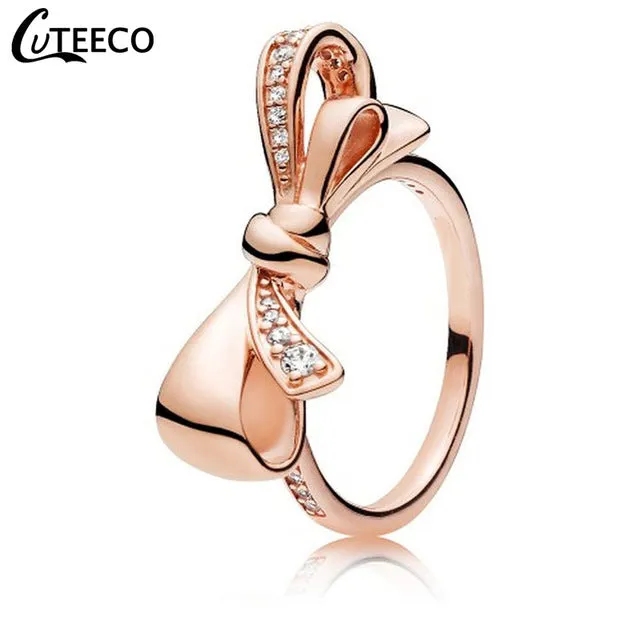 CUTEECO Rose Gold Silver Zircon Engagement Ring Crystal Wedding Rings for Women Fashion Jewelry Gift 2019 Anillos Mujer