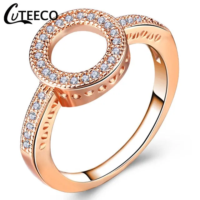 CUTEECO Rose Gold Silver Zircon Engagement Ring Crystal Wedding Rings for Women Fashion Jewelry Gift 2019 Anillos Mujer