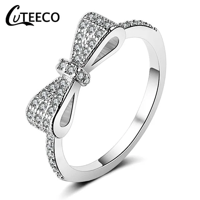 CUTEECO Rose Gold Silver Zircon Engagement Ring Crystal Wedding Rings for Women Fashion Jewelry Gift 2019 Anillos Mujer
