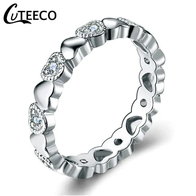 CUTEECO Rose Gold Silver Zircon Engagement Ring Crystal Wedding Rings for Women Fashion Jewelry Gift 2019 Anillos Mujer