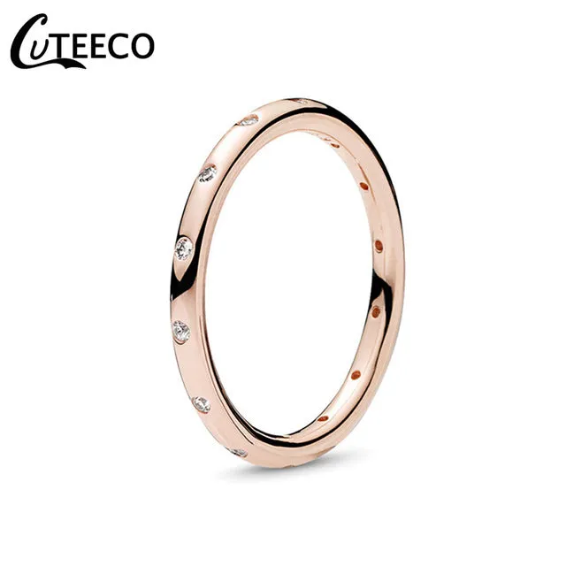 CUTEECO Rose Gold Silver Zircon Engagement Ring Crystal Wedding Rings for Women Fashion Jewelry Gift 2019 Anillos Mujer