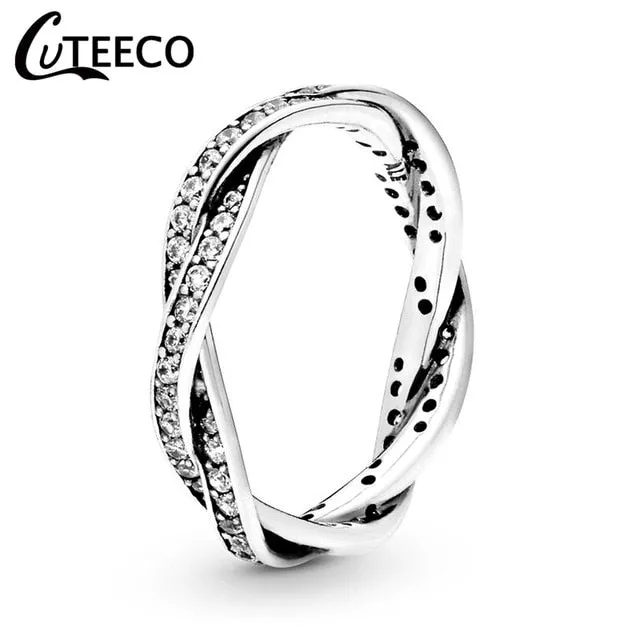 CUTEECO Rose Gold Silver Zircon Engagement Ring Crystal Wedding Rings for Women Fashion Jewelry Gift 2019 Anillos Mujer