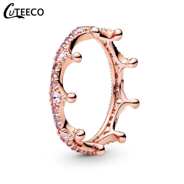 CUTEECO Rose Gold Silver Zircon Engagement Ring Crystal Wedding Rings for Women Fashion Jewelry Gift 2019 Anillos Mujer