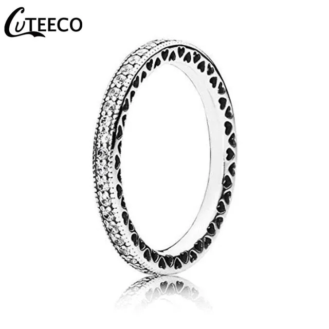 CUTEECO Rose Gold Silver Zircon Engagement Ring Crystal Wedding Rings for Women Fashion Jewelry Gift 2019 Anillos Mujer