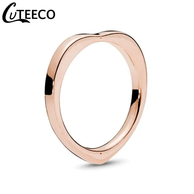 CUTEECO Rose Gold Silver Zircon Engagement Ring Crystal Wedding Rings for Women Fashion Jewelry Gift 2019 Anillos Mujer