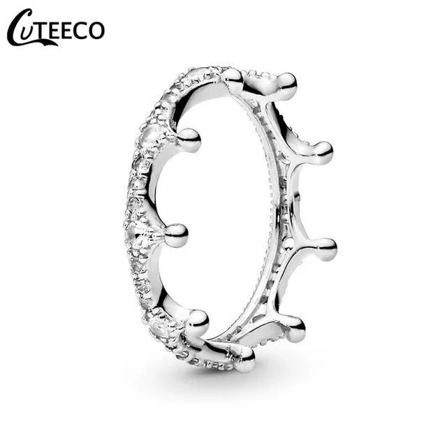 CUTEECO Rose Gold Silver Zircon Engagement Ring Crystal Wedding Rings for Women Fashion Jewelry Gift 2019 Anillos Mujer