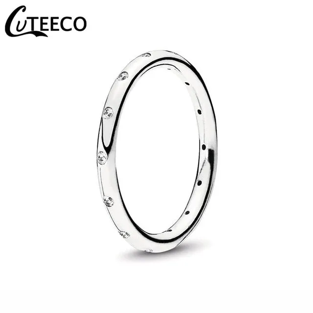 CUTEECO Rose Gold Silver Zircon Engagement Ring Crystal Wedding Rings for Women Fashion Jewelry Gift 2019 Anillos Mujer