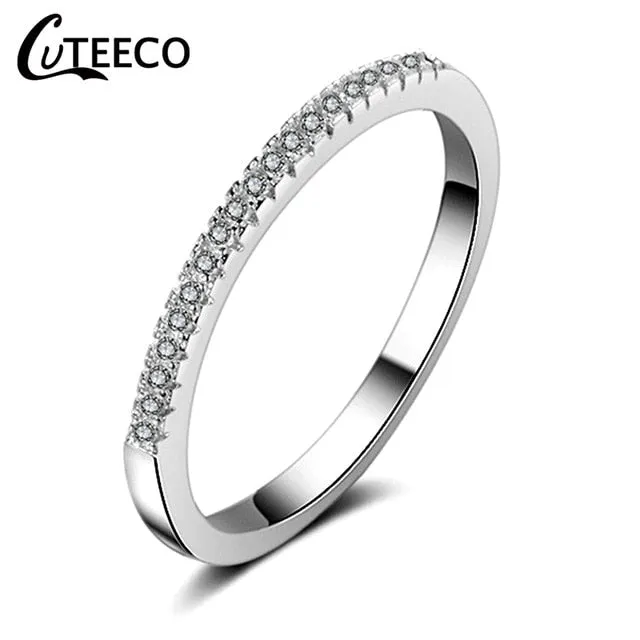 CUTEECO Rose Gold Silver Zircon Engagement Ring Crystal Wedding Rings for Women Fashion Jewelry Gift 2019 Anillos Mujer