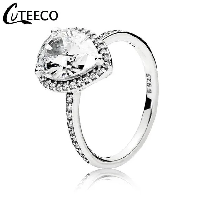 CUTEECO Rose Gold Silver Zircon Engagement Ring Crystal Wedding Rings for Women Fashion Jewelry Gift 2019 Anillos Mujer
