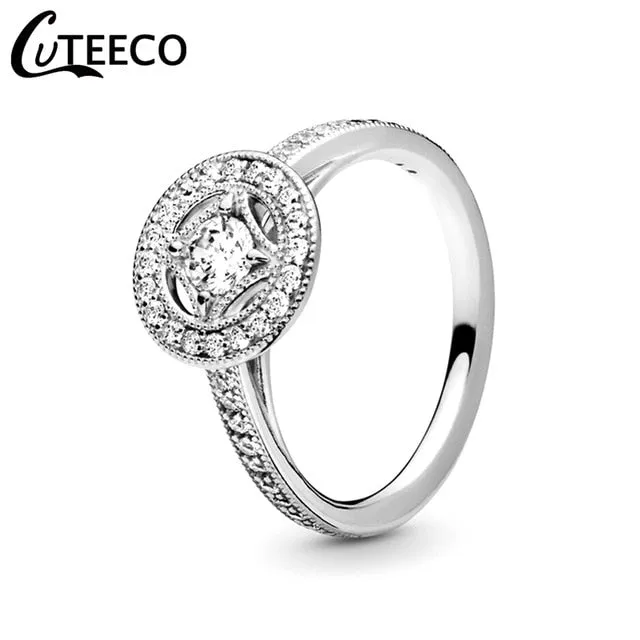 CUTEECO Rose Gold Silver Zircon Engagement Ring Crystal Wedding Rings for Women Fashion Jewelry Gift 2019 Anillos Mujer