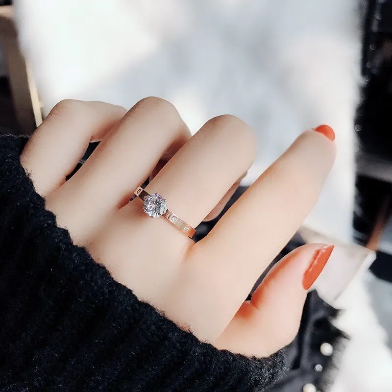 Designer Style Stainless Steel Zircon Ring
