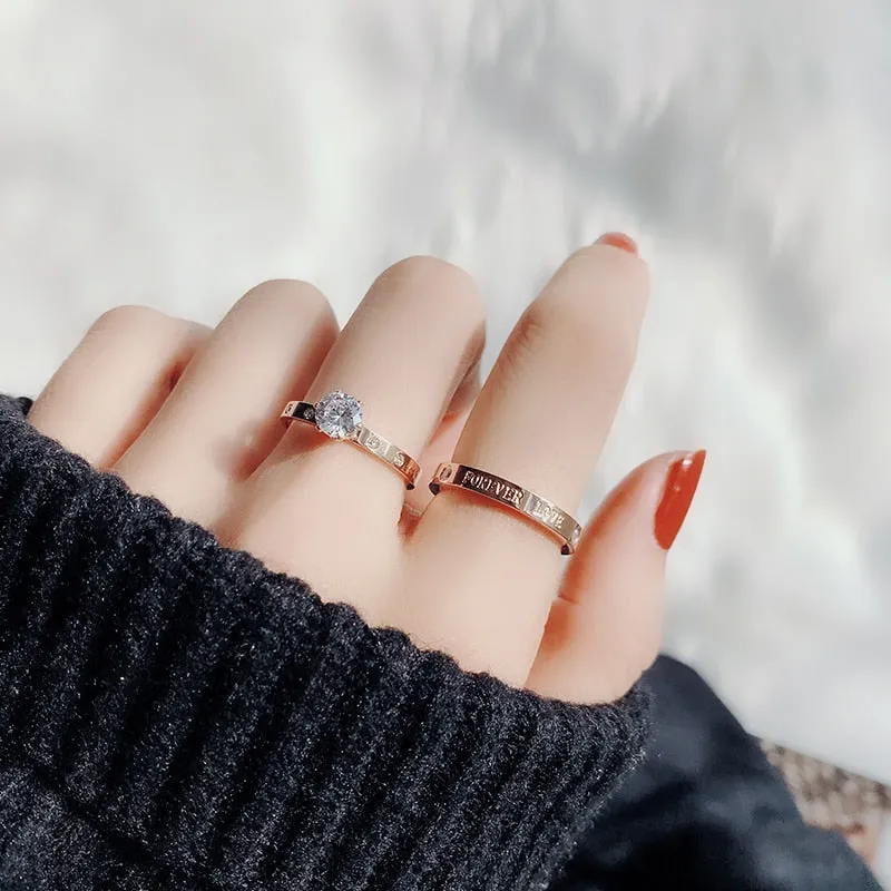 Designer Style Stainless Steel Zircon Ring