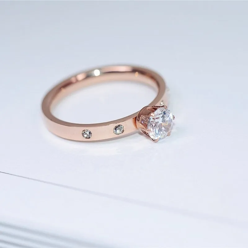Designer Style Stainless Steel Zircon Ring