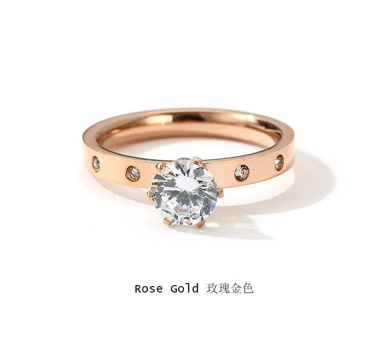 Designer Style Stainless Steel Zircon Ring