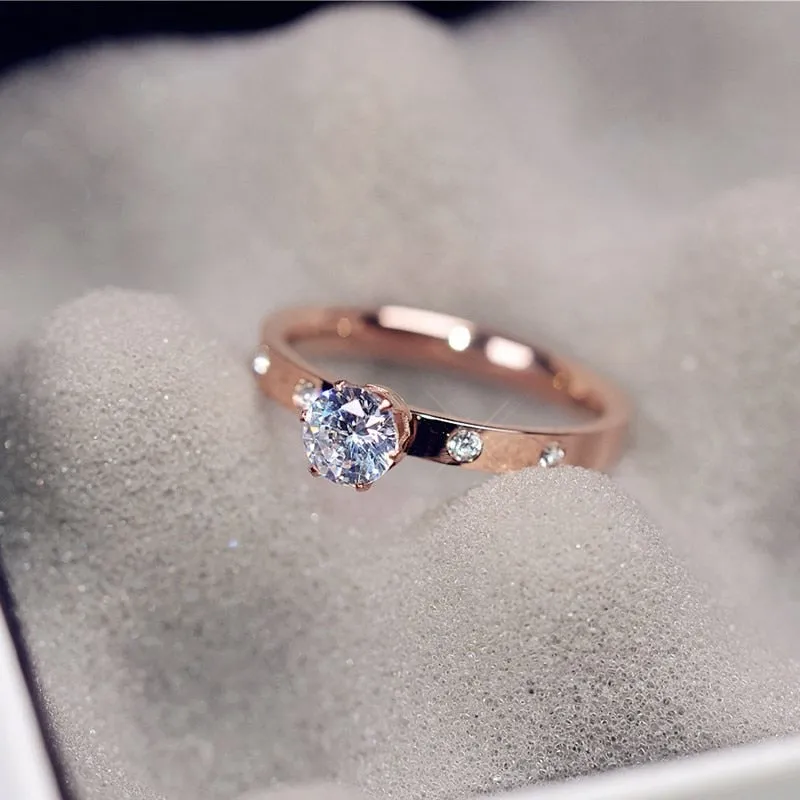 Designer Style Stainless Steel Zircon Ring