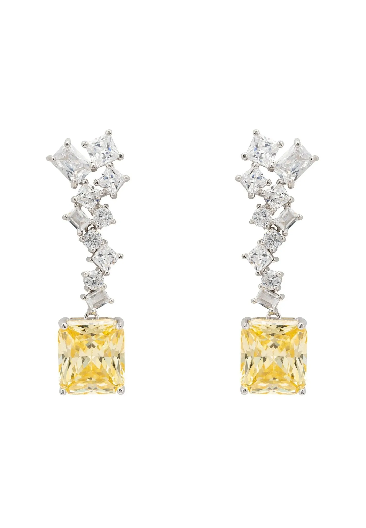 Diana Lemon Topaz Drop Earrings Silver