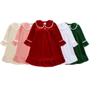 Doll Collar Lace Velvet Dress
