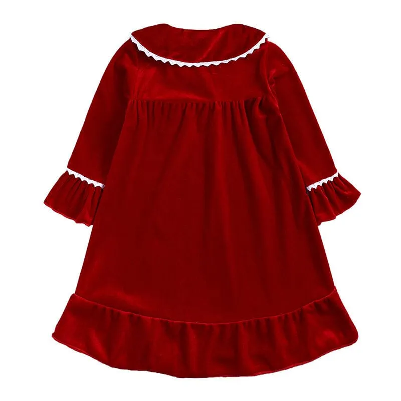 Doll Collar Lace Velvet Dress